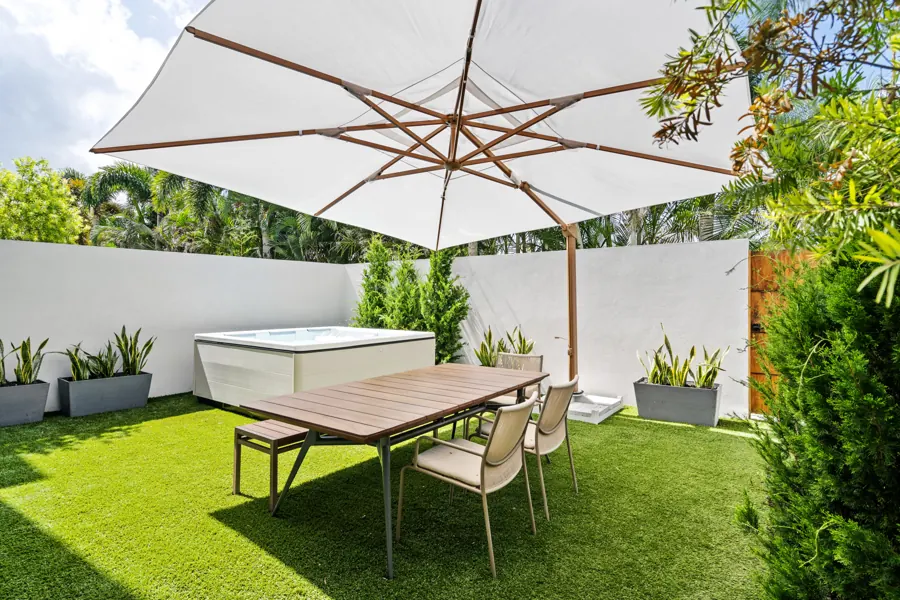 Private walled backyard